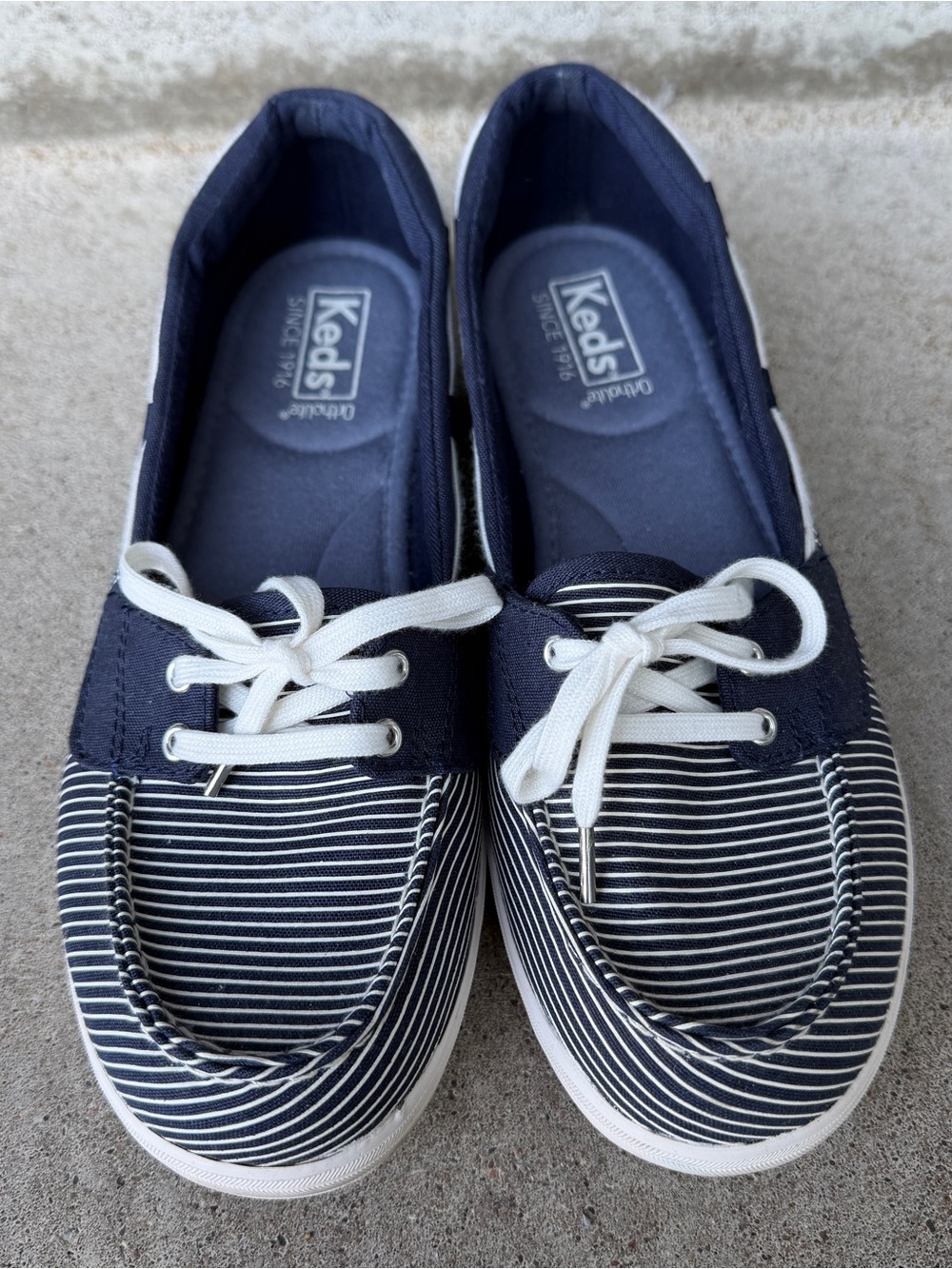 Keds Navy and White Striped Canvas Boat Shoes